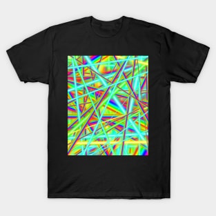 80s Rainbow Neon Strobe Light Abstract Pattern T-Shirt